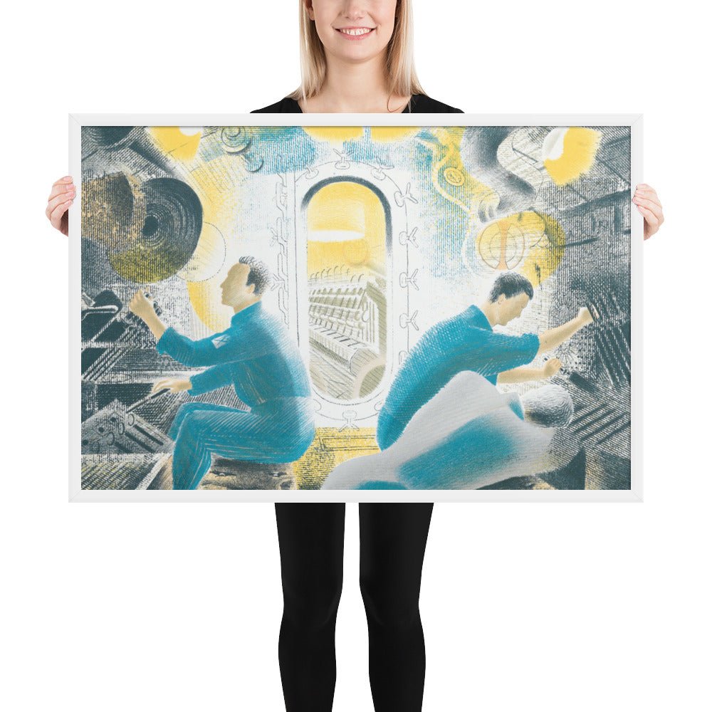Diving Controls Number 1 1941 HMS Dolphin Submarine WW2 by Eric Ravilious, Framed poster