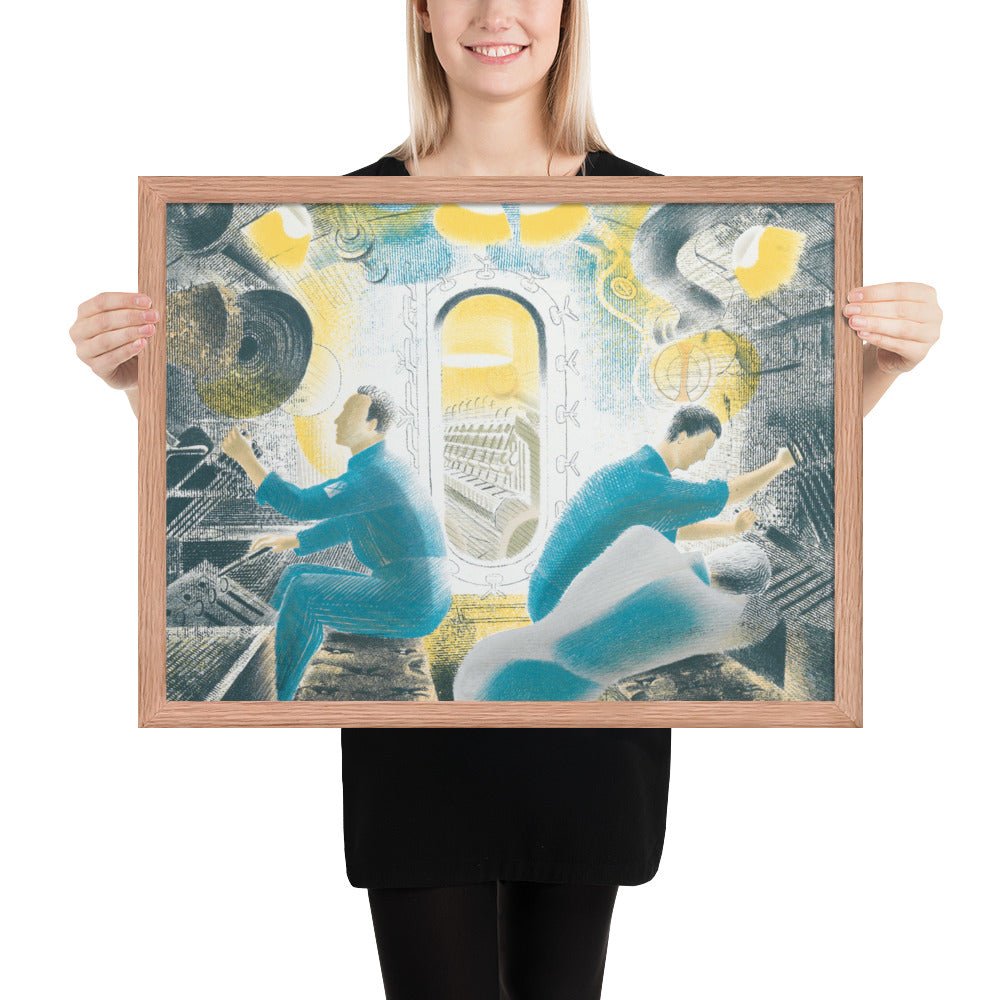 Diving Controls Number 1 1941 HMS Dolphin Submarine WW2 by Eric Ravilious, Framed poster
