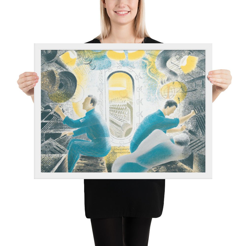 Diving Controls Number 1 1941 HMS Dolphin Submarine WW2 by Eric Ravilious, Framed poster