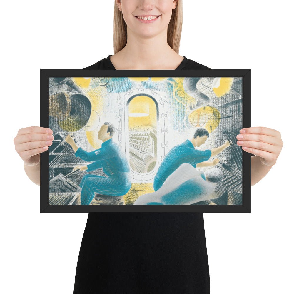 Diving Controls Number 1 1941 HMS Dolphin Submarine WW2 by Eric Ravilious, Framed poster