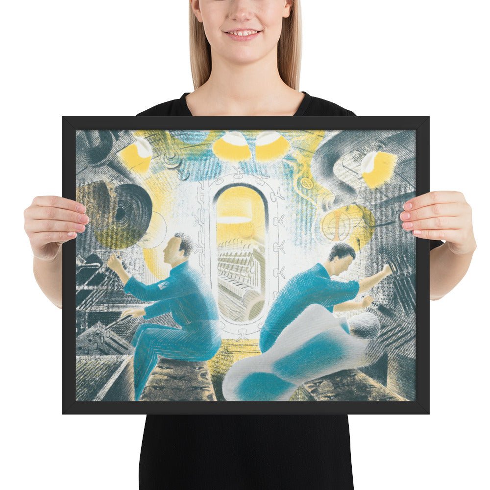 Diving Controls Number 1 1941 HMS Dolphin Submarine WW2 by Eric Ravilious, Framed poster