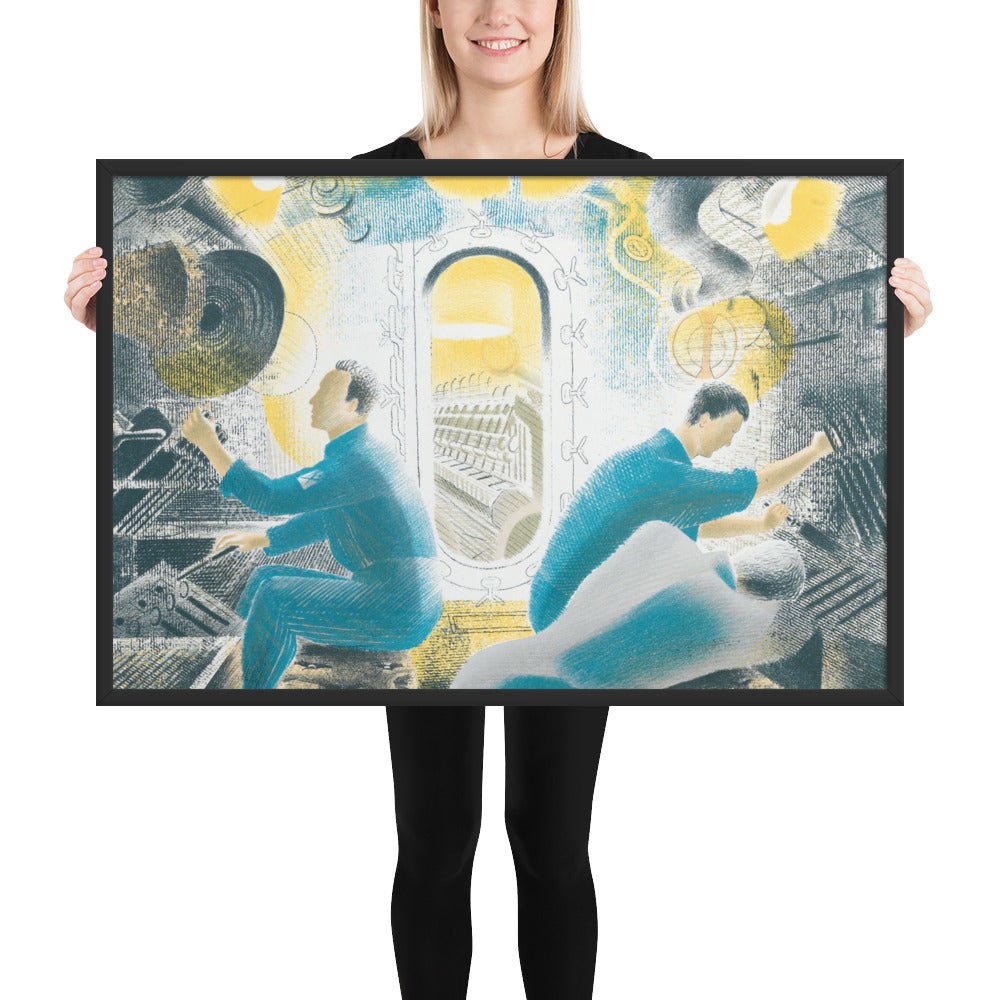 Diving Controls Number 1 1941 HMS Dolphin Submarine WW2 by Eric Ravilious, Framed poster