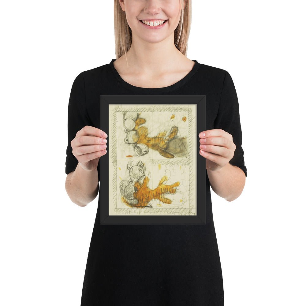 Dropped Cup of Coffee Preliminary study for Image of the Buddha Preaching by Frank O'Hara, Framed poster