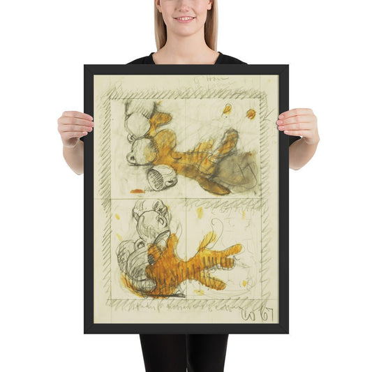 Dropped Cup of Coffee Preliminary study for Image of the Buddha Preaching by Frank O'Hara, Framed poster