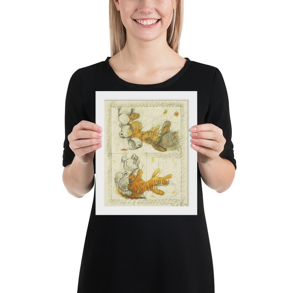 Dropped Cup of Coffee Preliminary study for Image of the Buddha Preaching by Frank O'Hara, Framed poster