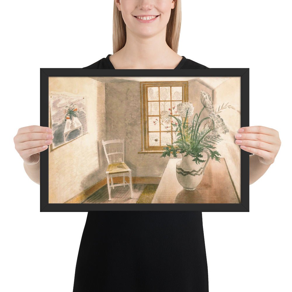 Flower and Vase by Eric Ravilious, Framed poster