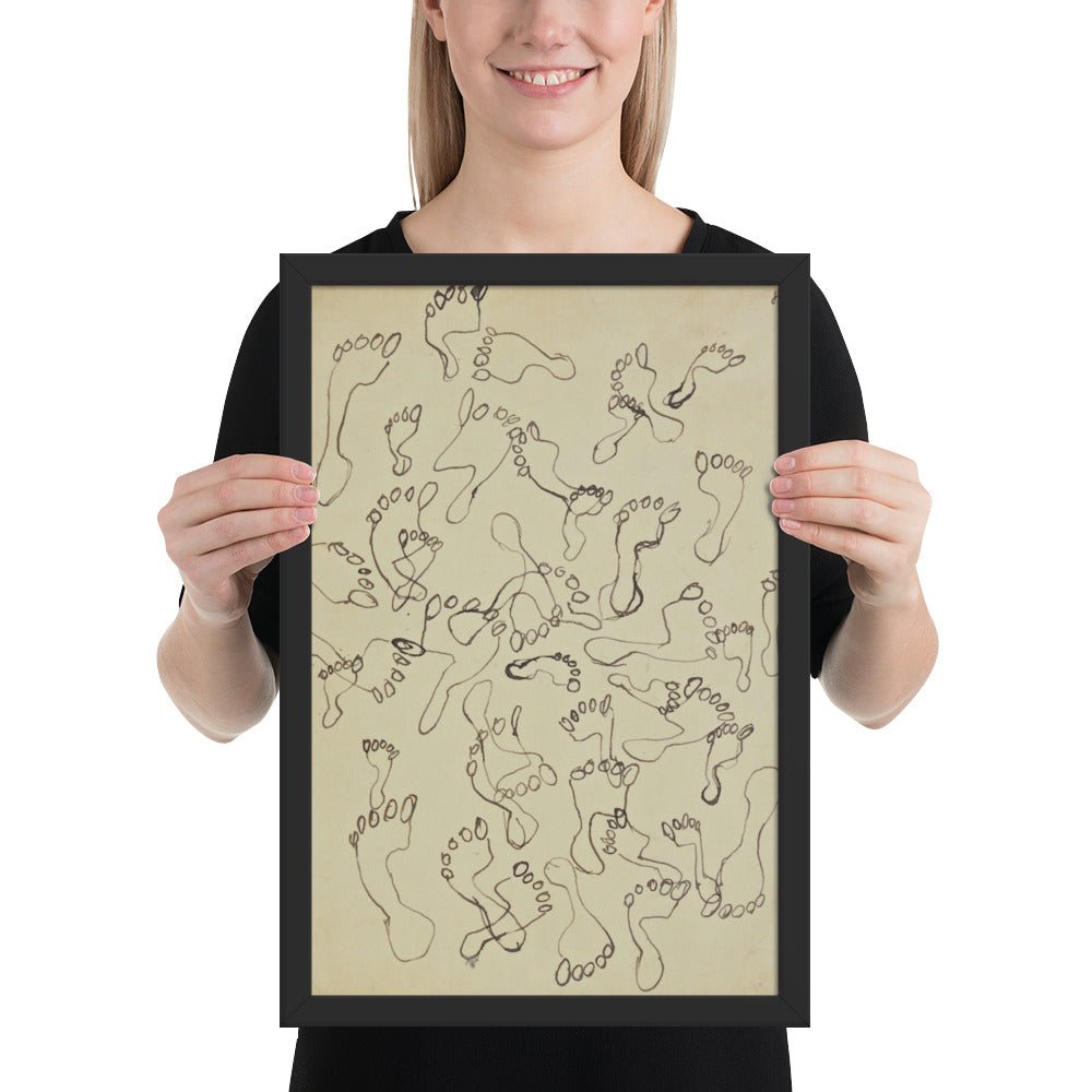 Footprints in the Sand, page from the sketchbook El Golea, II by Jean Dubuffet, Framed poster