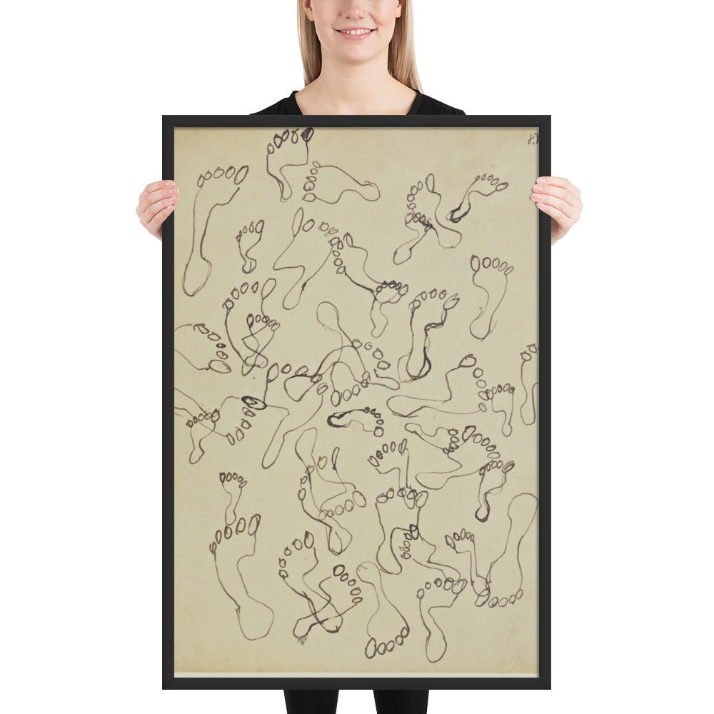 Footprints in the Sand, page from the sketchbook El Golea, II by Jean Dubuffet, Framed poster