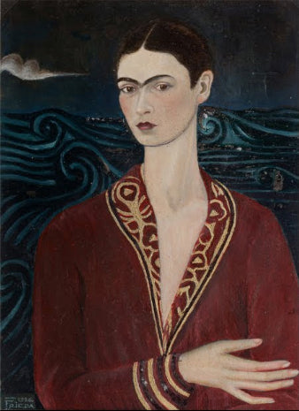 Self portrait in Velvet Dress by Frida Kahlo, vintage art, modern poster print