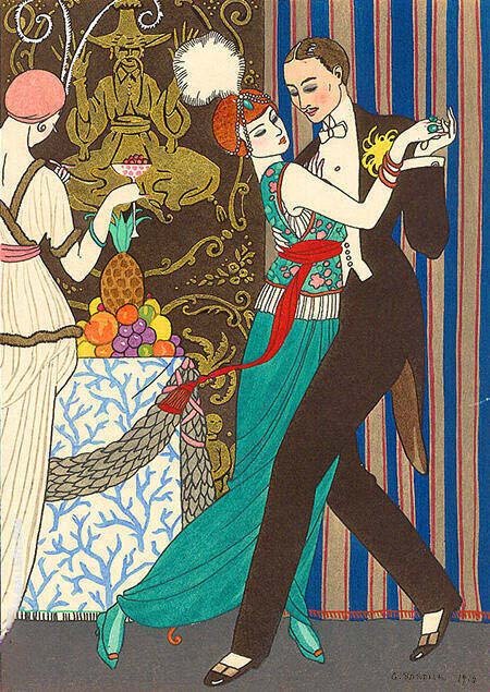La Danse (1914) by George Barbier, women dancing, art nouveau belle epoque gay lesbian theme, vintage art, modern poster print