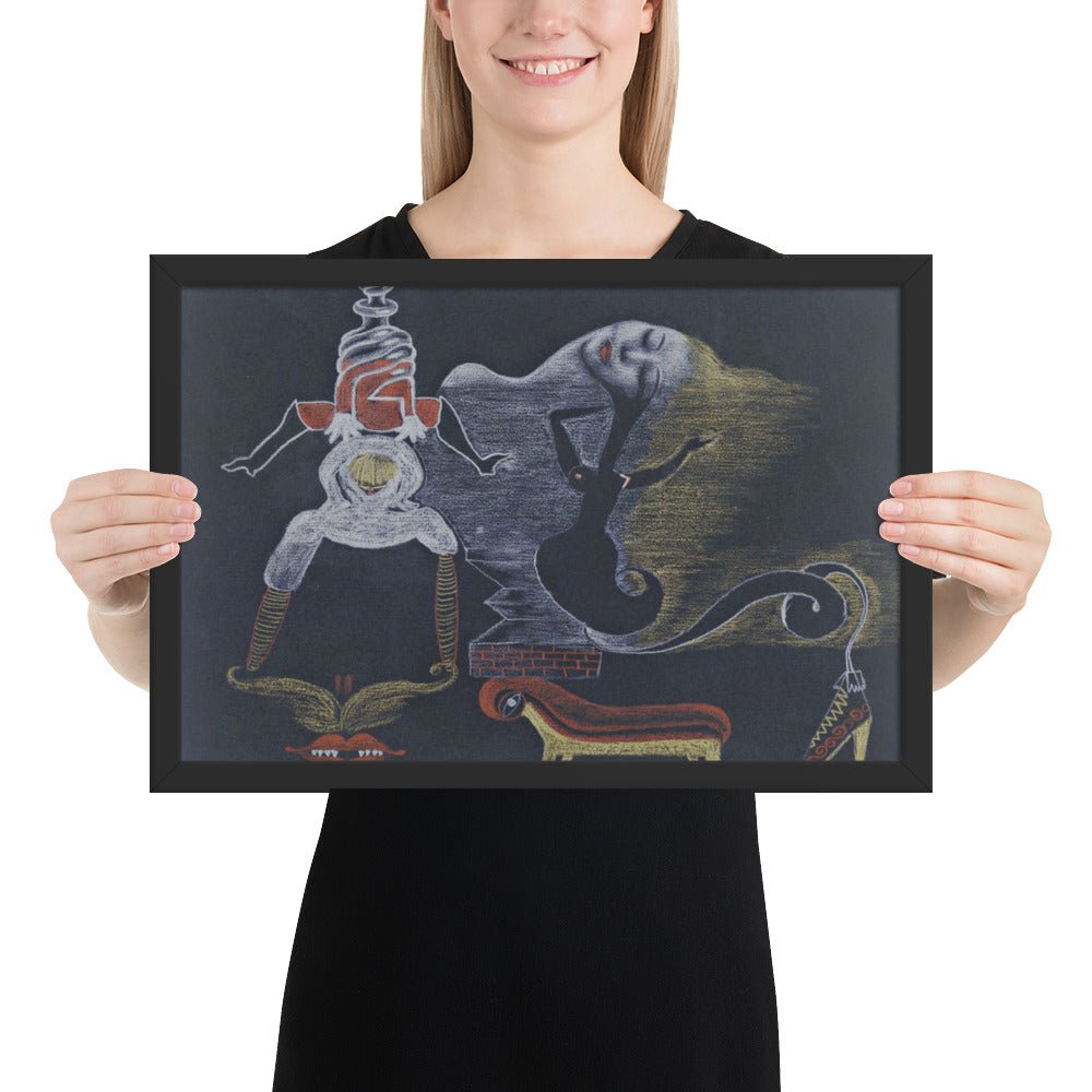 Landscape by Cadavre Exquis with Valentine Hugo, André Breton, Tristan Tzara and Greta Knutson, Framed poster