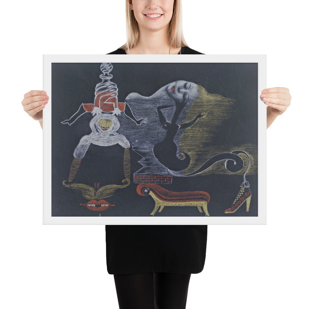 Landscape by Cadavre Exquis with Valentine Hugo, André Breton, Tristan Tzara and Greta Knutson, Framed poster