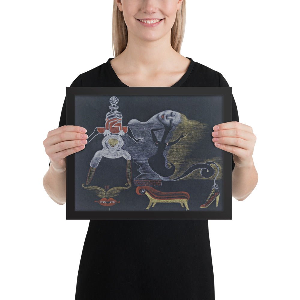 Landscape by Cadavre Exquis with Valentine Hugo, André Breton, Tristan Tzara and Greta Knutson, Framed poster