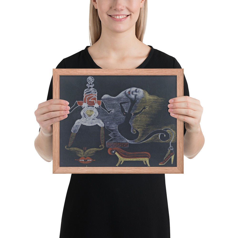 Landscape by Cadavre Exquis with Valentine Hugo, André Breton, Tristan Tzara and Greta Knutson, Framed poster