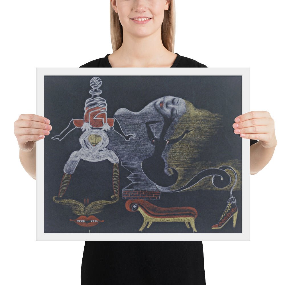 Landscape by Cadavre Exquis with Valentine Hugo, André Breton, Tristan Tzara and Greta Knutson, Framed poster
