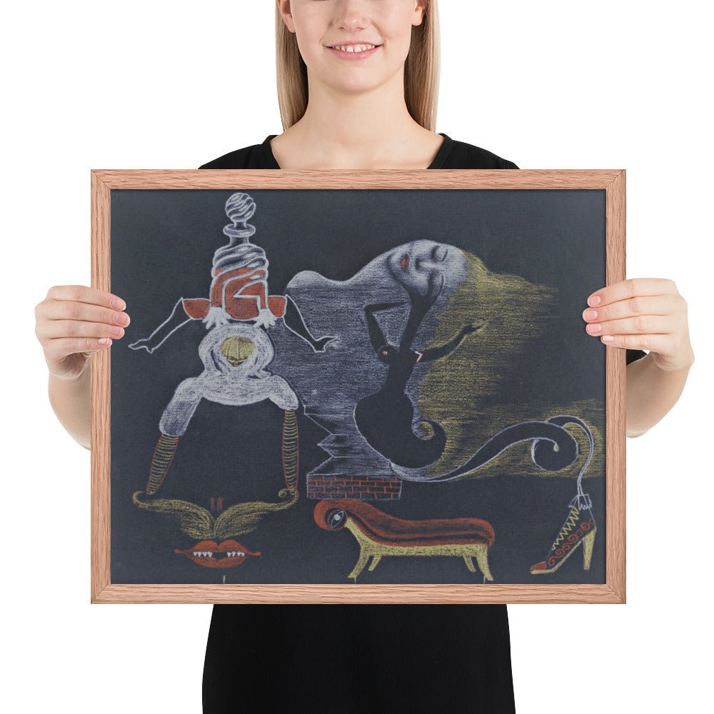 Landscape by Cadavre Exquis with Valentine Hugo, André Breton, Tristan Tzara and Greta Knutson, Framed poster