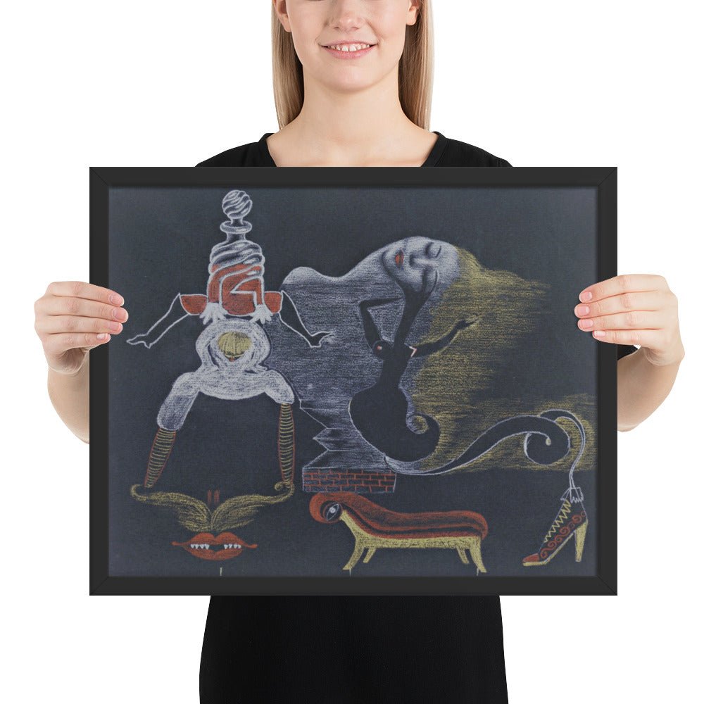 Landscape by Cadavre Exquis with Valentine Hugo, André Breton, Tristan Tzara and Greta Knutson, Framed poster