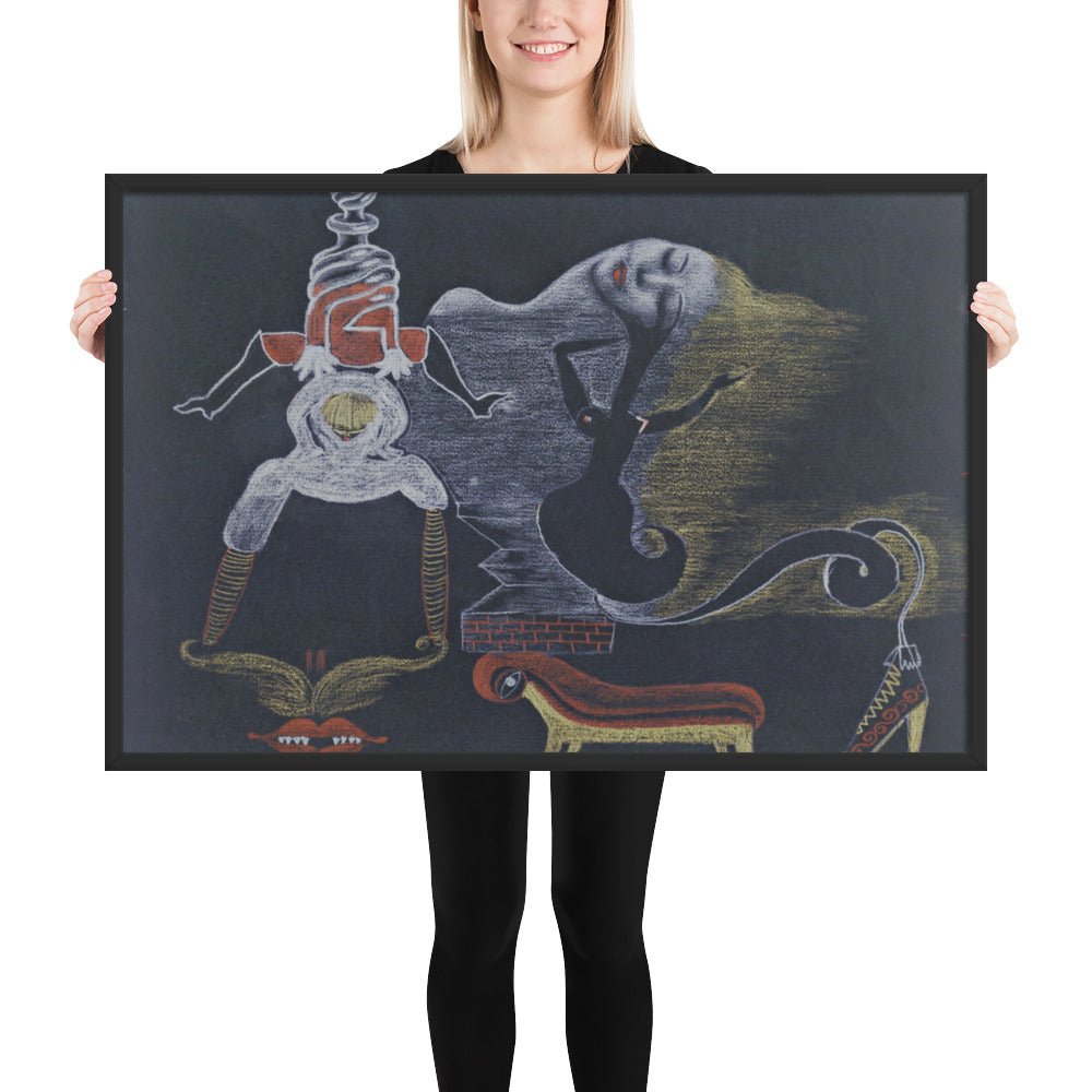 Landscape by Cadavre Exquis with Valentine Hugo, André Breton, Tristan Tzara and Greta Knutson, Framed poster