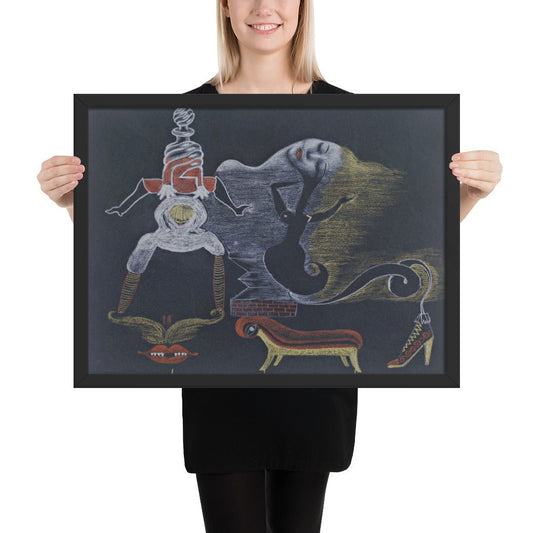 Landscape by Cadavre Exquis with Valentine Hugo, André Breton, Tristan Tzara and Greta Knutson, Framed poster