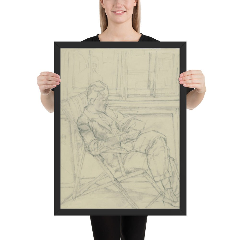 Man Reading a Book by Alberto Giacometti, Framed poster