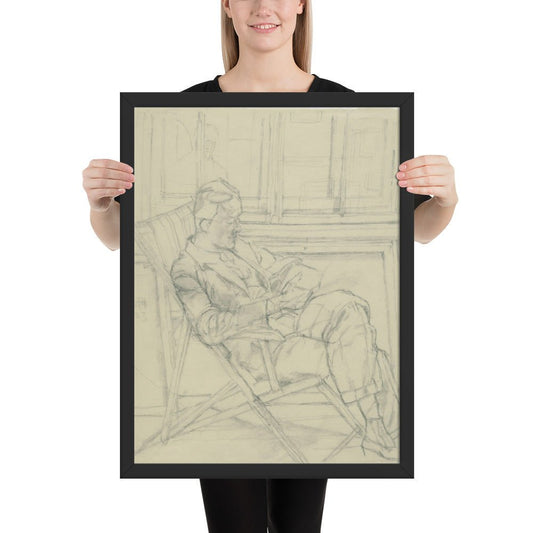 Man Reading a Book by Alberto Giacometti, Framed poster