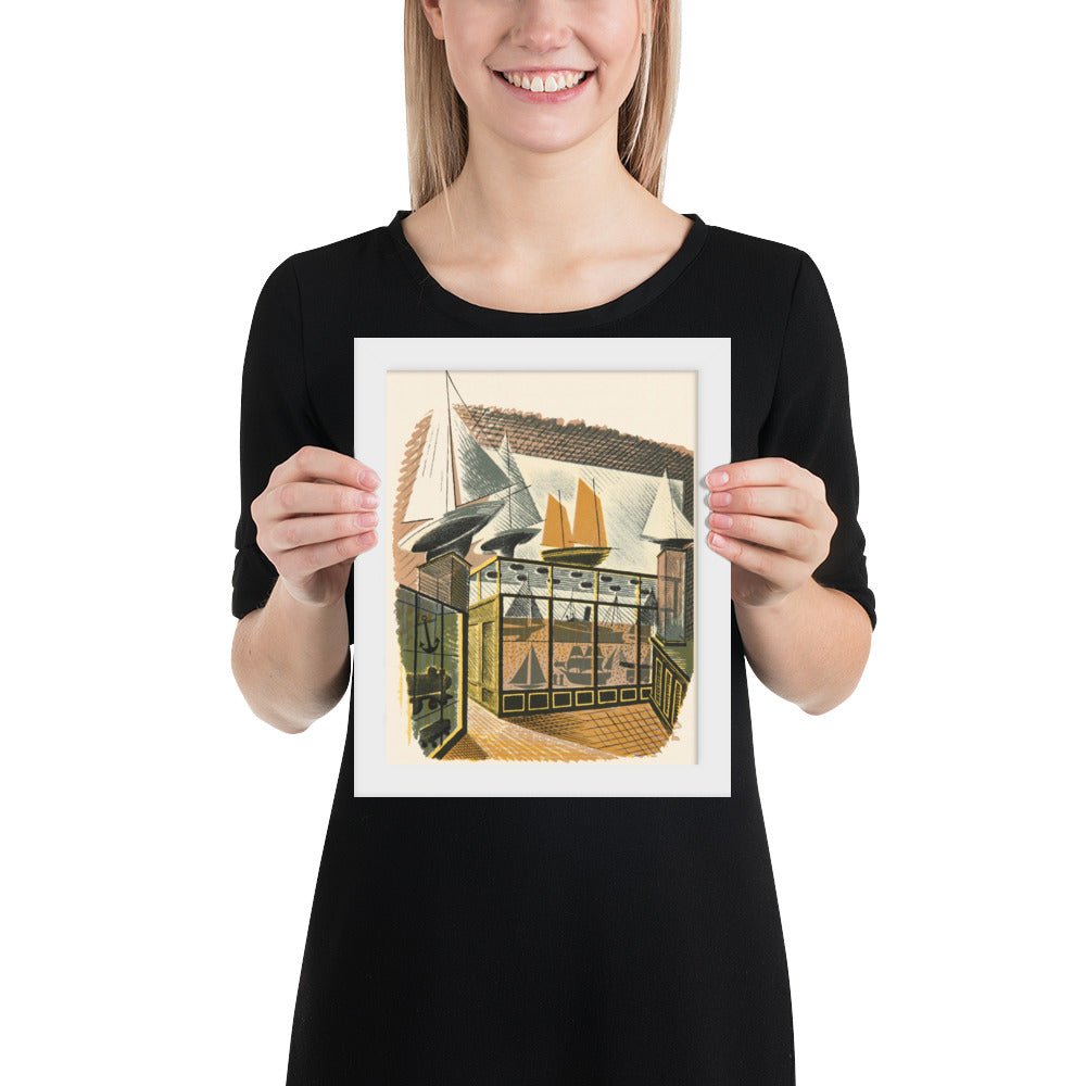 Model Ships and Railways High Street by Eric Ravilious, Framed poster