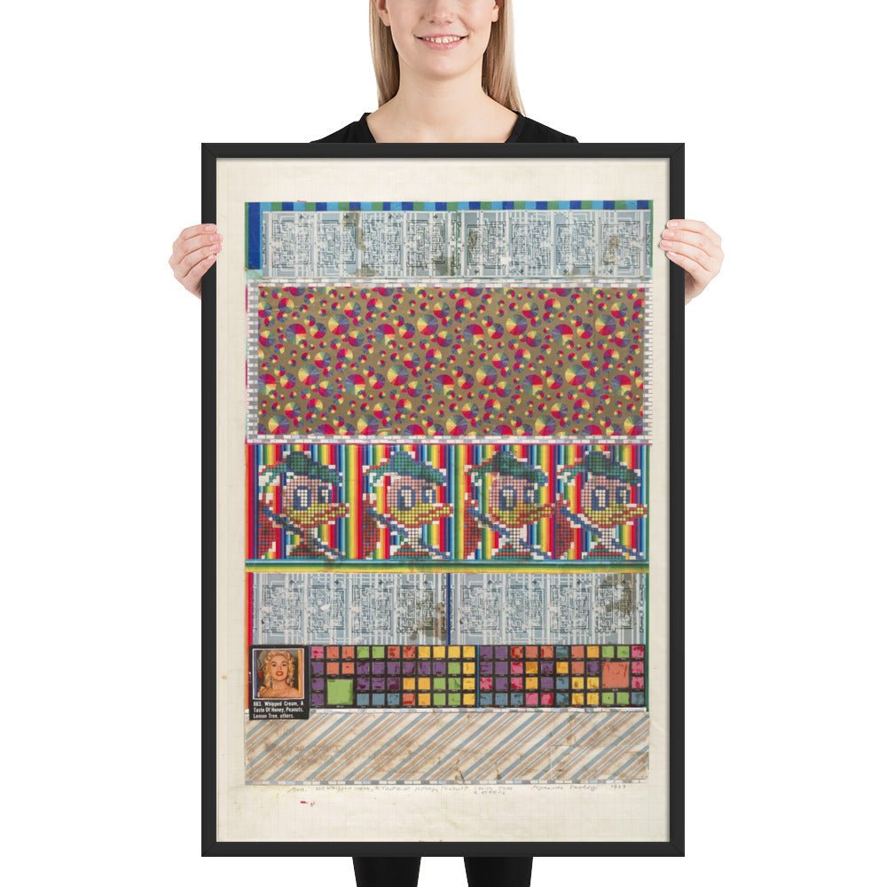 No 9 883 Whipped Cream, A Taste of Honey, Peanuts, Lemon Tree and Others, collage study for Universal Electronic Vacuum by Eduardo Paolozzi, Framed poster