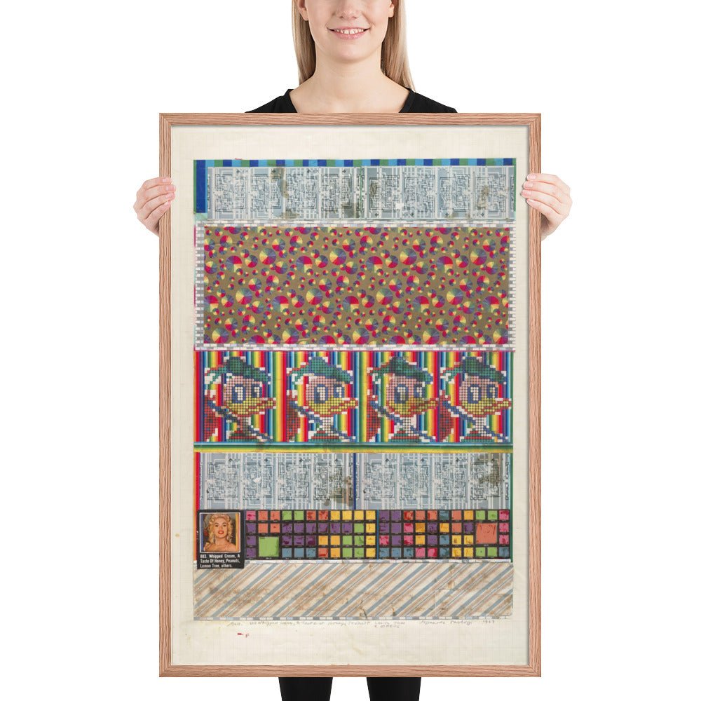 No 9 883 Whipped Cream, A Taste of Honey, Peanuts, Lemon Tree and Others, collage study for Universal Electronic Vacuum by Eduardo Paolozzi, Framed poster