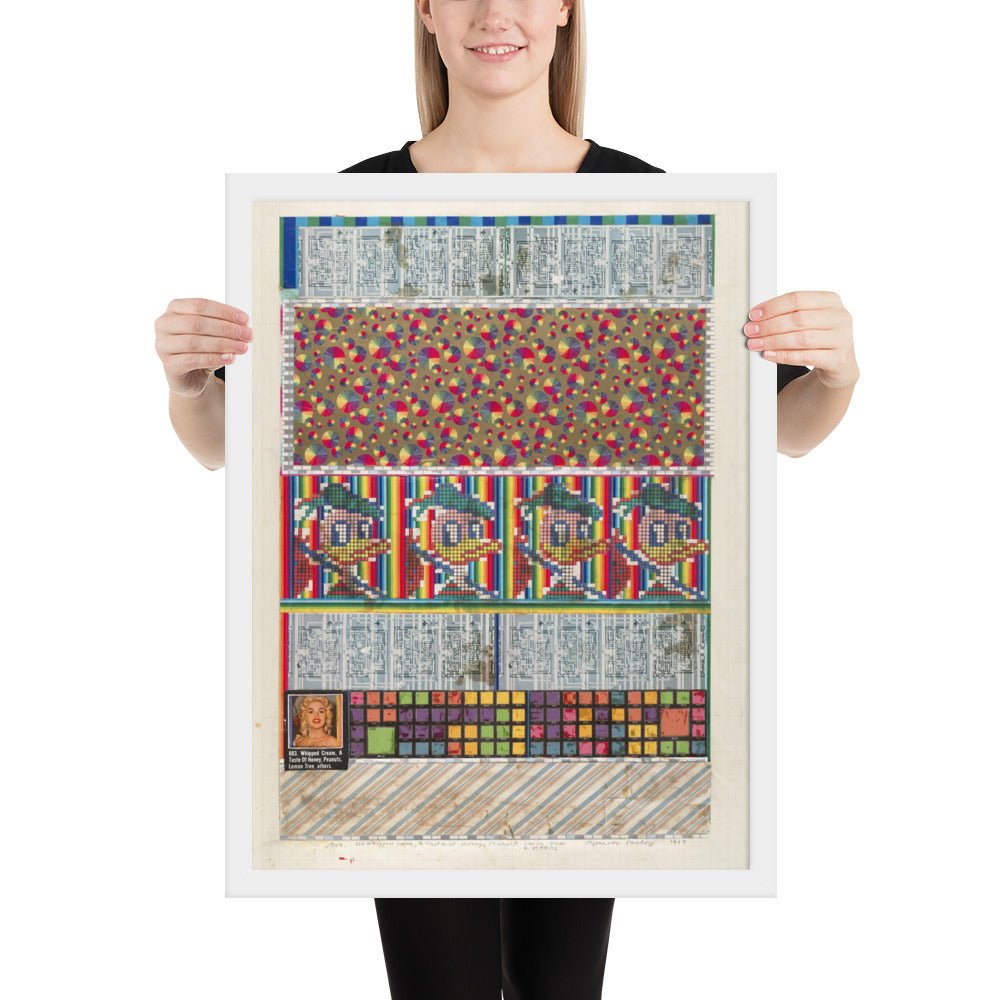 No 9 883 Whipped Cream, A Taste of Honey, Peanuts, Lemon Tree and Others, collage study for Universal Electronic Vacuum by Eduardo Paolozzi, Framed poster