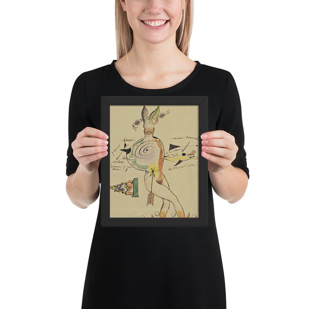 Nude by Cadavre Exquis with Yves Tanguy, Joan Miró, Max Morise and Man Ray, Framed poster