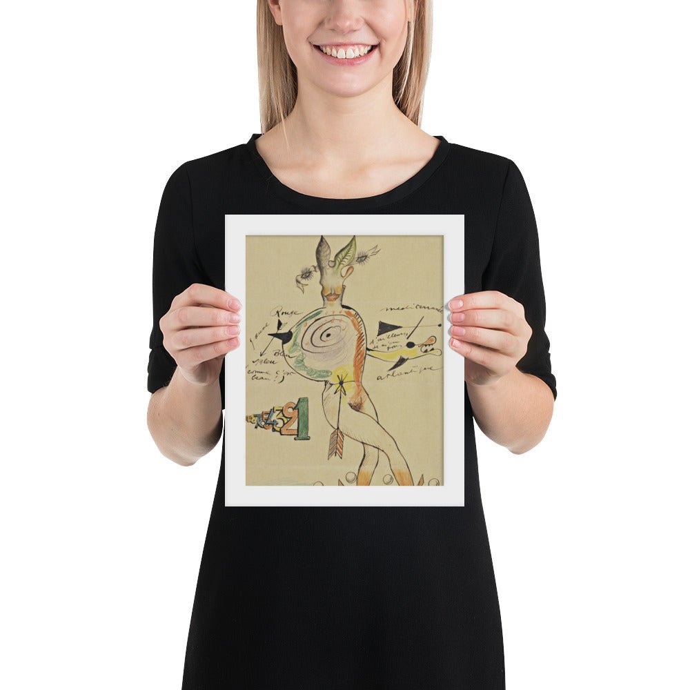 Nude by Cadavre Exquis with Yves Tanguy, Joan Miró, Max Morise and Man Ray, Framed poster