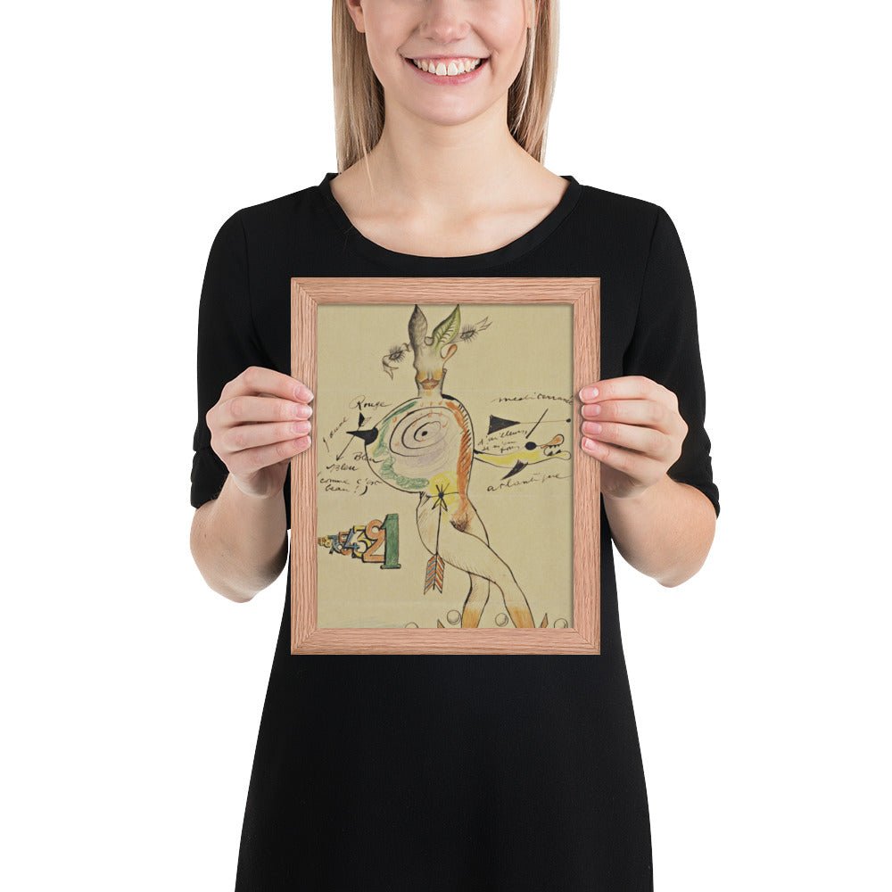 Nude by Cadavre Exquis with Yves Tanguy, Joan Miró, Max Morise and Man Ray, Framed poster