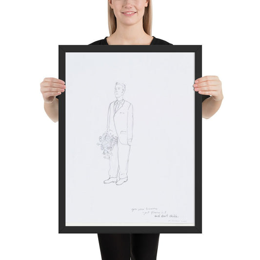 Open your trousers - put flowers in it and don't think by Erwin Wurm, Framed poster