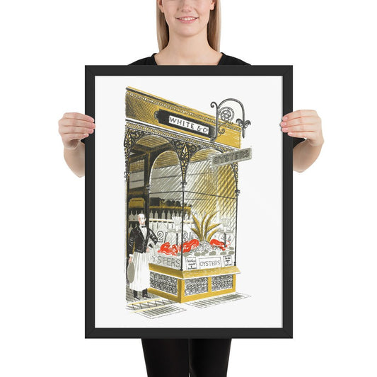Oyster Bar- High Street by Eric Ravilious, Framed poster