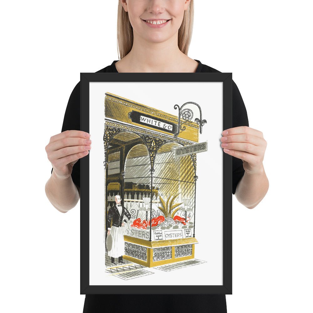 Oyster Bar- High Street by Eric Ravilious, Framed poster