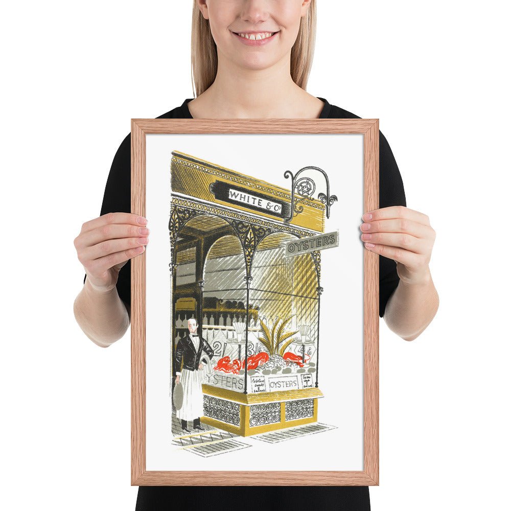 Oyster Bar- High Street by Eric Ravilious, Framed poster