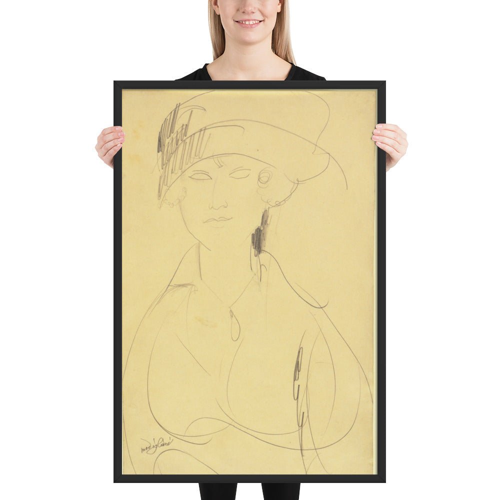 Portrait of a Woman by Amedeo Modigliani, Framed poster