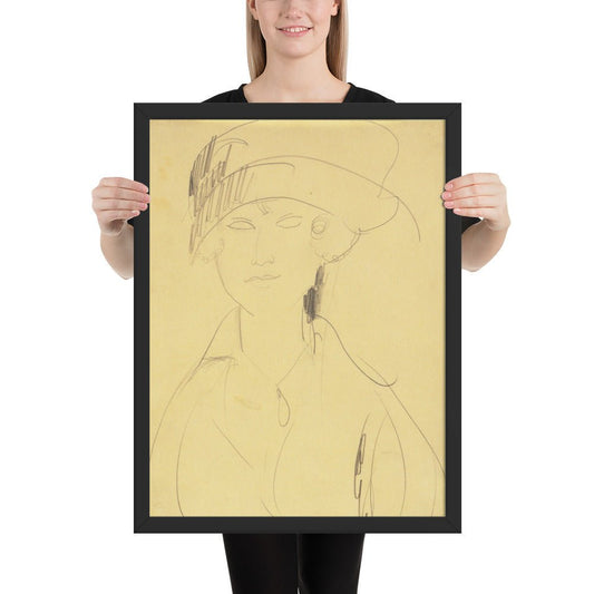 Portrait of a Woman by Amedeo Modigliani, Framed poster