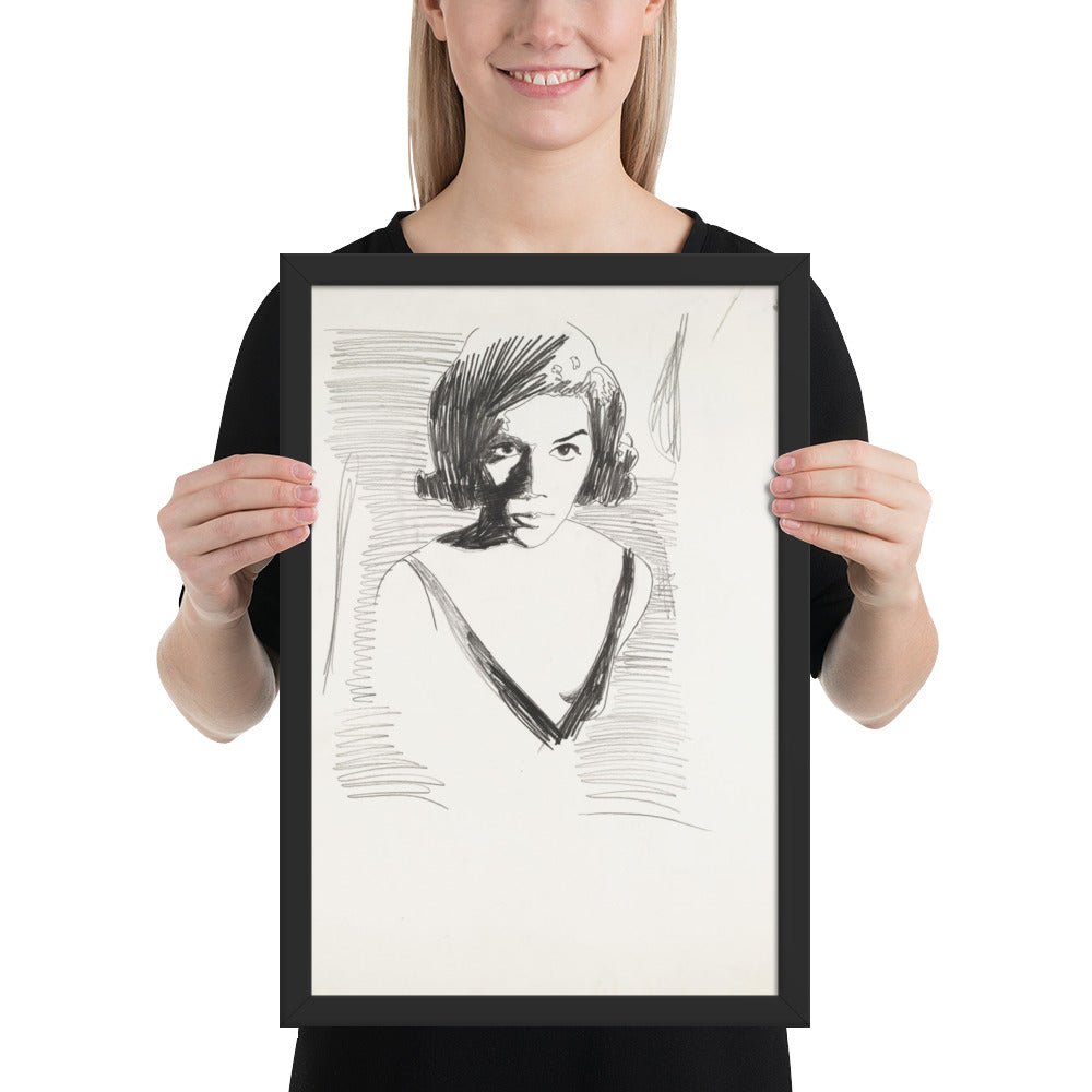 Portrait of a Woman by Andy Warhol , Framed poster