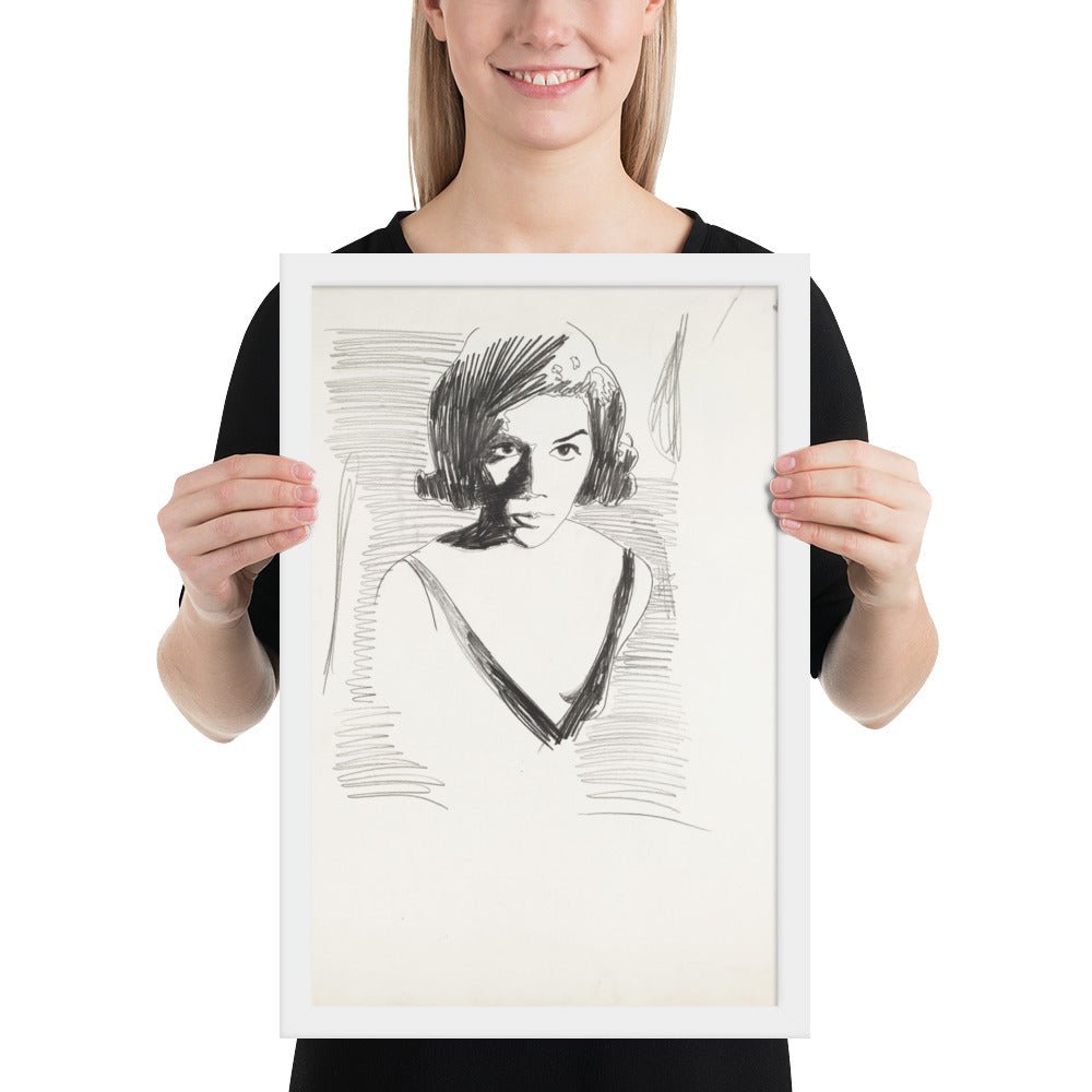 Portrait of a Woman by Andy Warhol , Framed poster