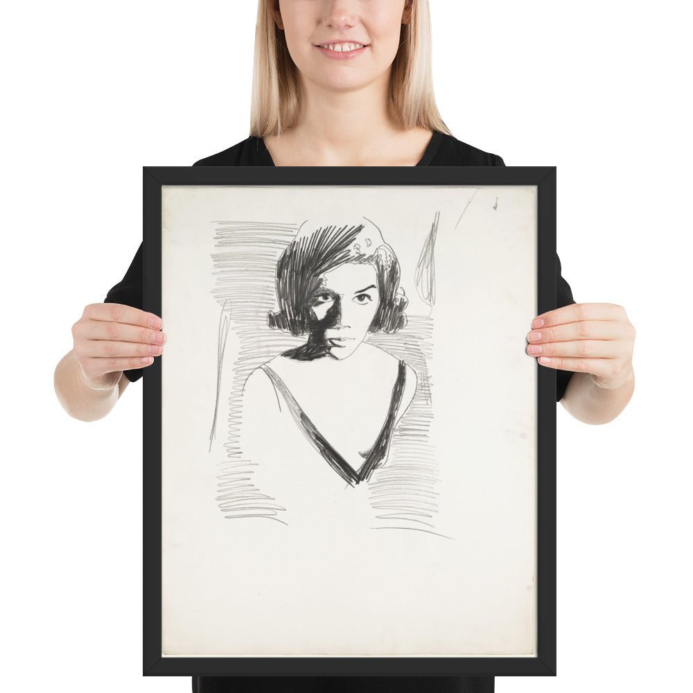 Portrait of a Woman by Andy Warhol , Framed poster