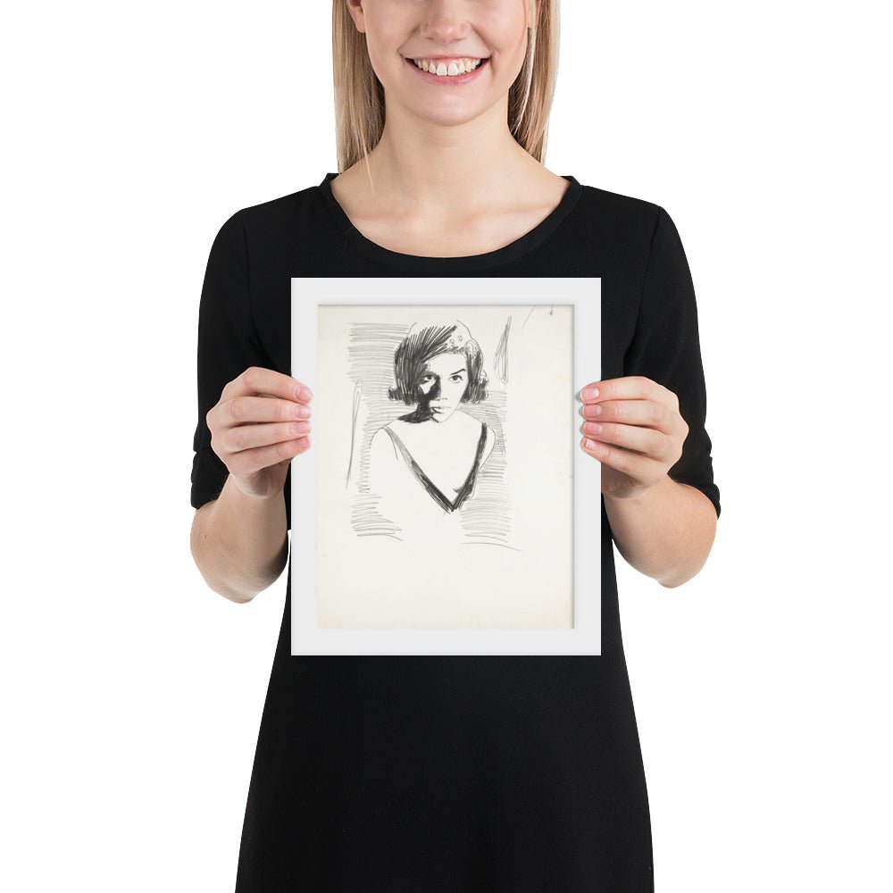 Portrait of a Woman by Andy Warhol , Framed poster
