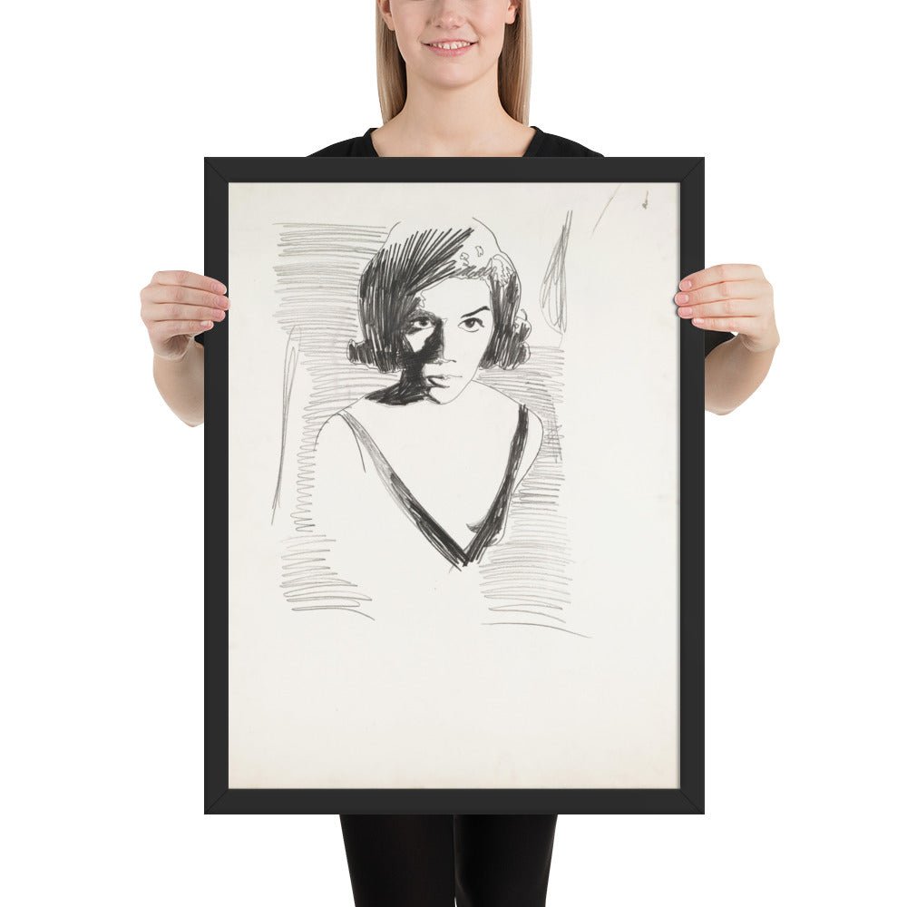 Portrait of a Woman by Andy Warhol , Framed poster