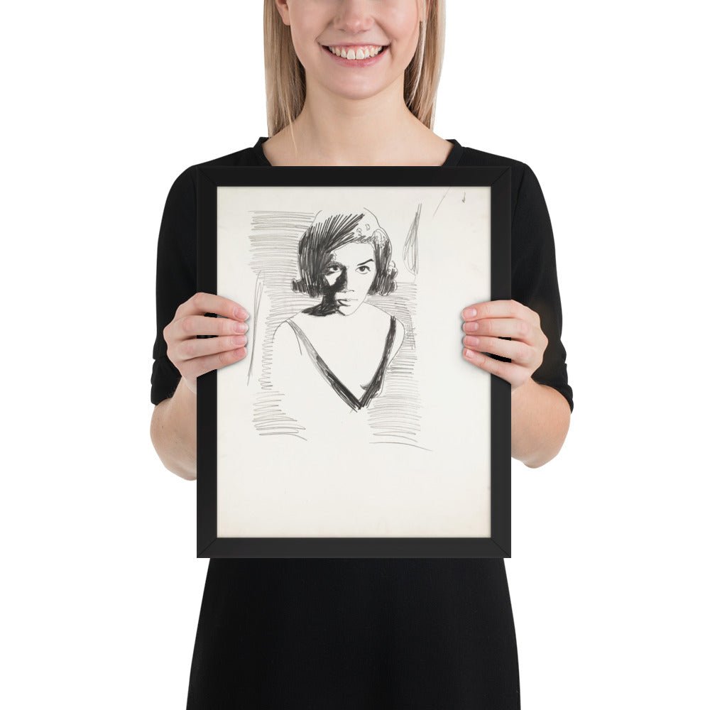 Portrait of a Woman by Andy Warhol , Framed poster