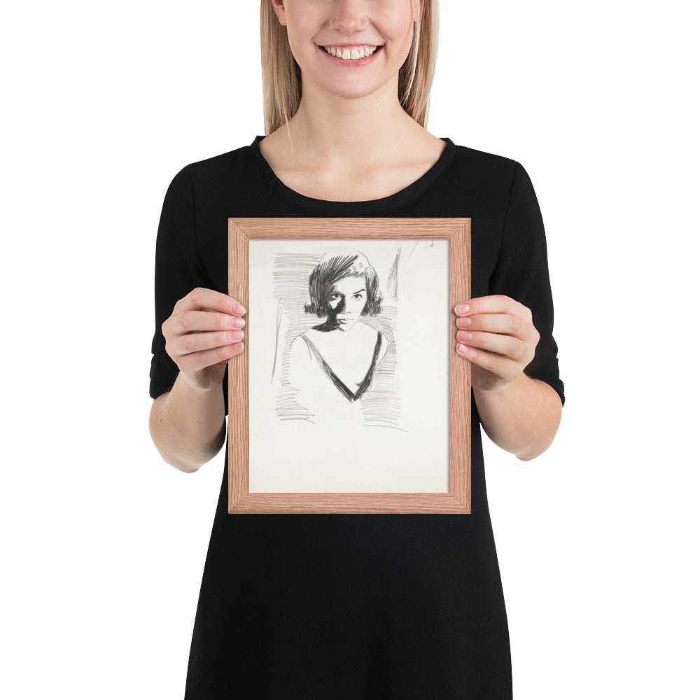 Portrait of a Woman by Andy Warhol , Framed poster