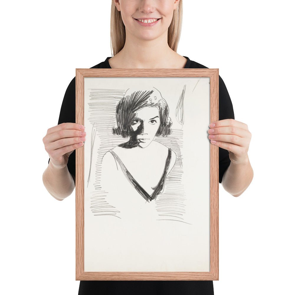 Portrait of a Woman by Andy Warhol , Framed poster