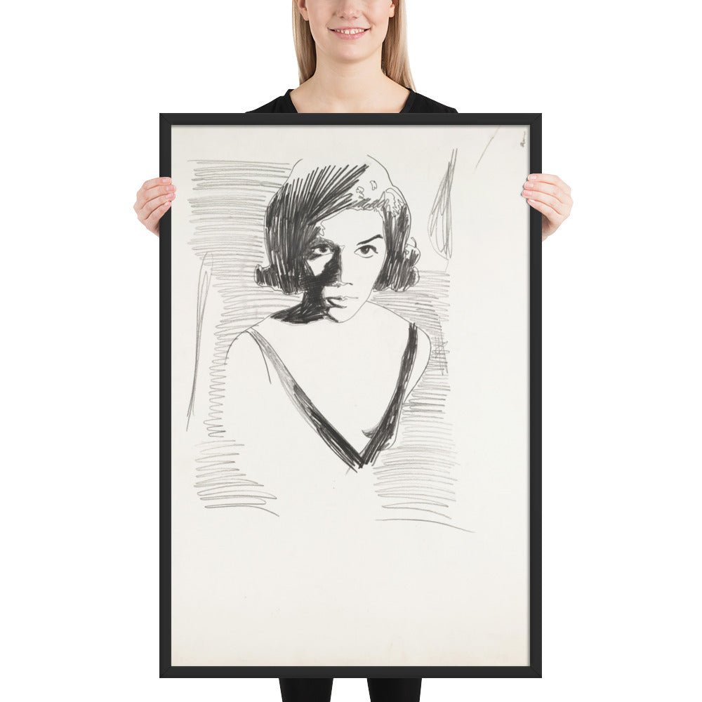 Portrait of a Woman by Andy Warhol , Framed poster