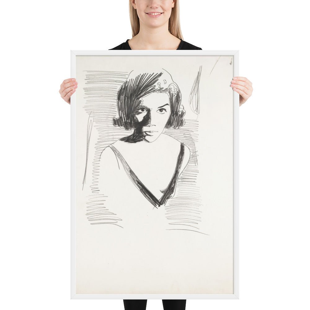 Portrait of a Woman by Andy Warhol , Framed poster