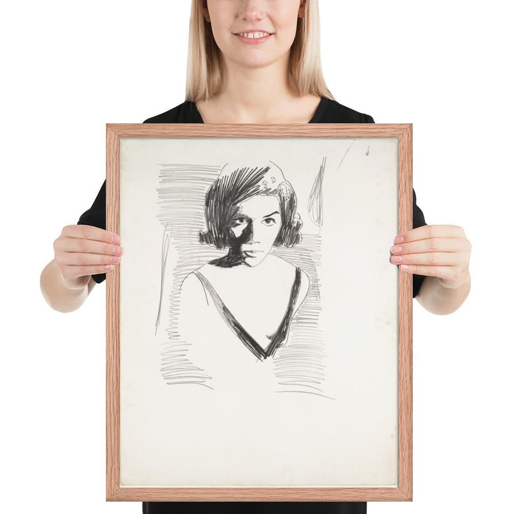 Portrait of a Woman by Andy Warhol , Framed poster