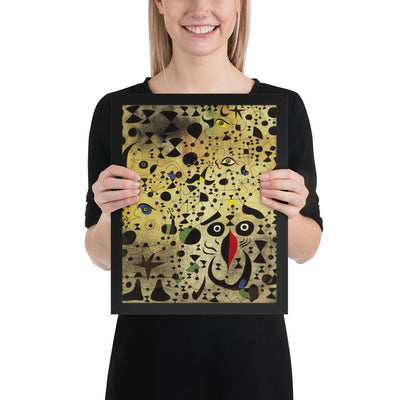 The Beautiful Bird Revealing the Unknown to a Pair of Lovers by Joan Miró, Framed poster